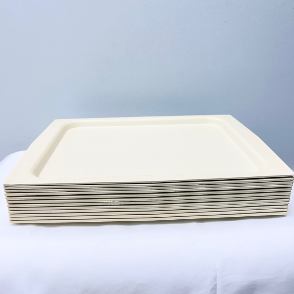 D-R Industries Cream Rectangular Serving Trays Set of 12 Made In USA